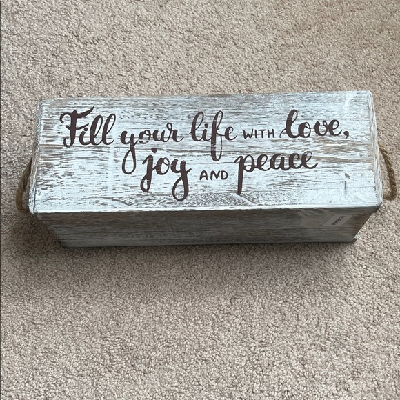 None Other - Rustic Wooden Box with Rope Handle